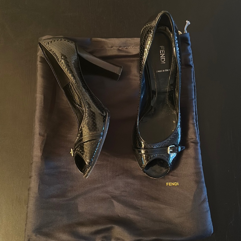FENDI Black Open Toe Heel